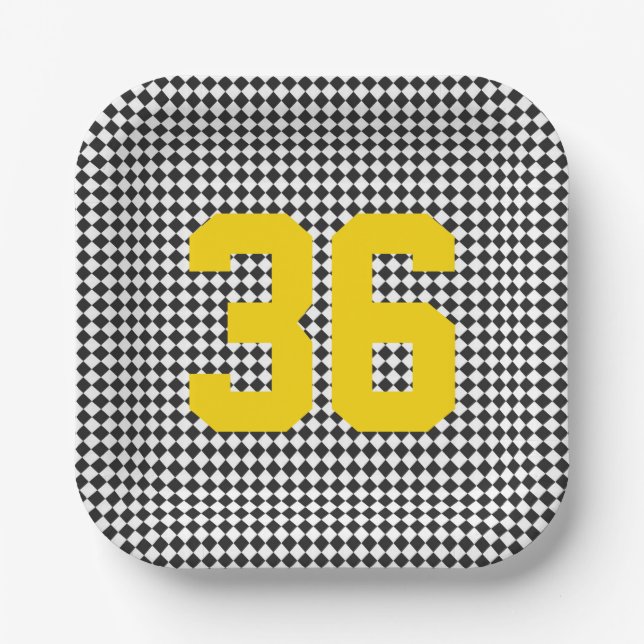 Sports Player Number Team Colours Age Fun Paper Plate (Front)