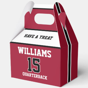 Sports Player Red and White Favour Boxes