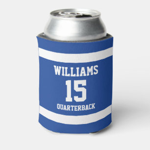 Sports Player Royal Blue and White Can Cooler