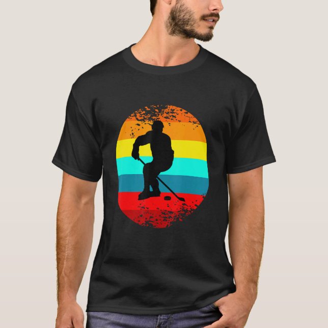 Sports Player Silhouette Graphic Decor Themed Hock T-Shirt (Front)