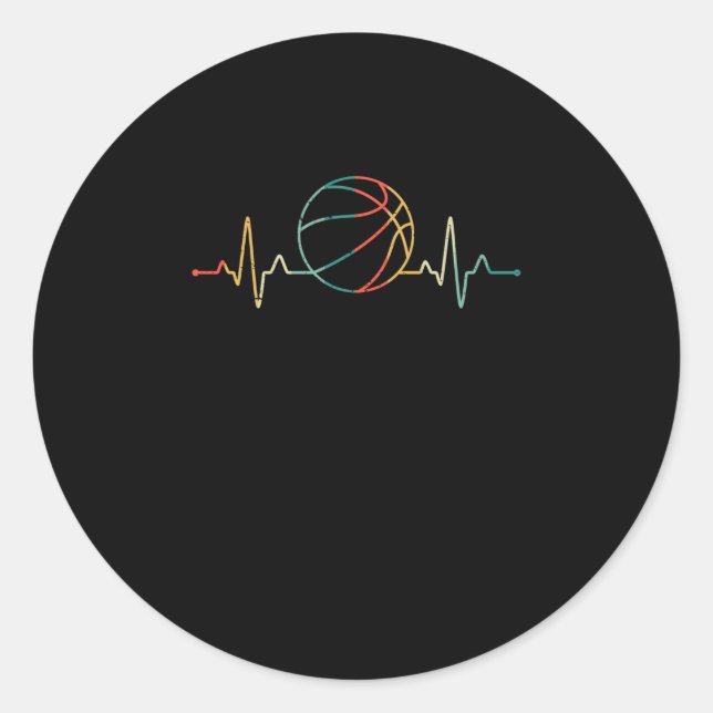 Sports Pulse Players Coaches Fans Basketball Classic Round Sticker (Front)