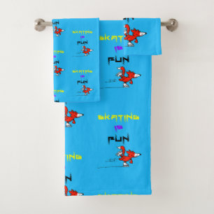 Sports Puppy Figure Fox Buddy Skating Bath Towel Set