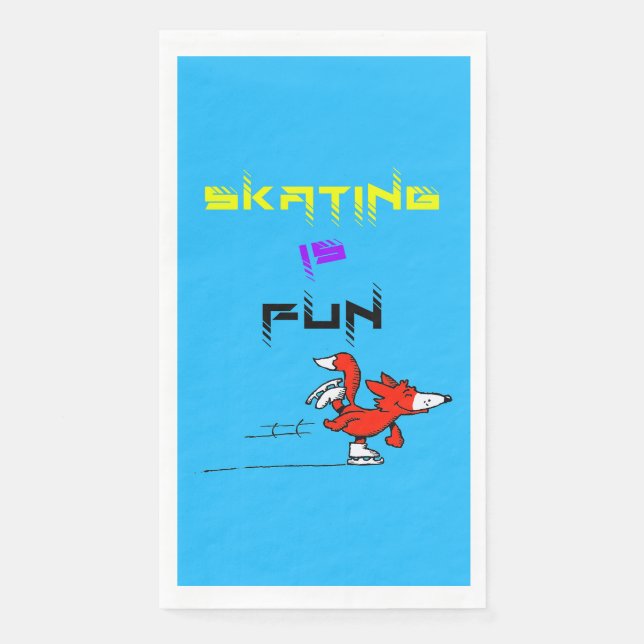 Sports Puppy Figure Fox Buddy Skating Napkin (Front)