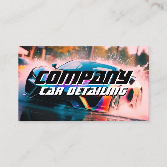Sports race car water splash  business card (Front)
