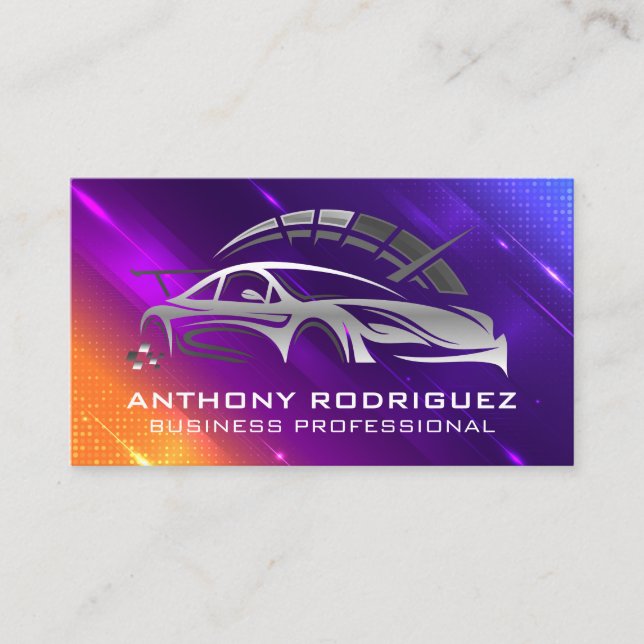 Sports Racing Car | Digital Background Business Card (Front)