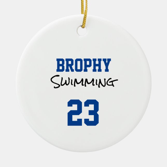 Sports School NAME Swimming Player YEAR Team Ceramic Ornament (Front)