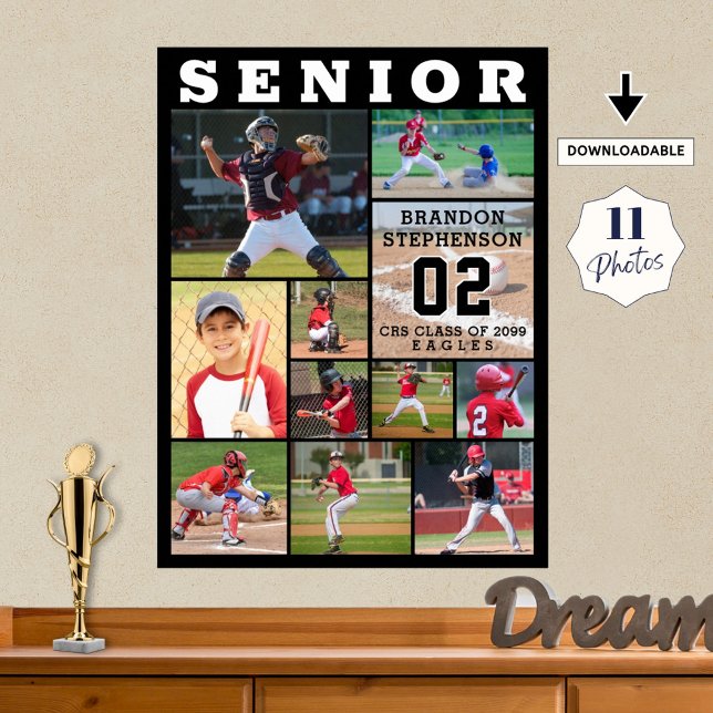 Sports Senior Night 11 Photo Collage Personalised Poster (Creator Uploaded)