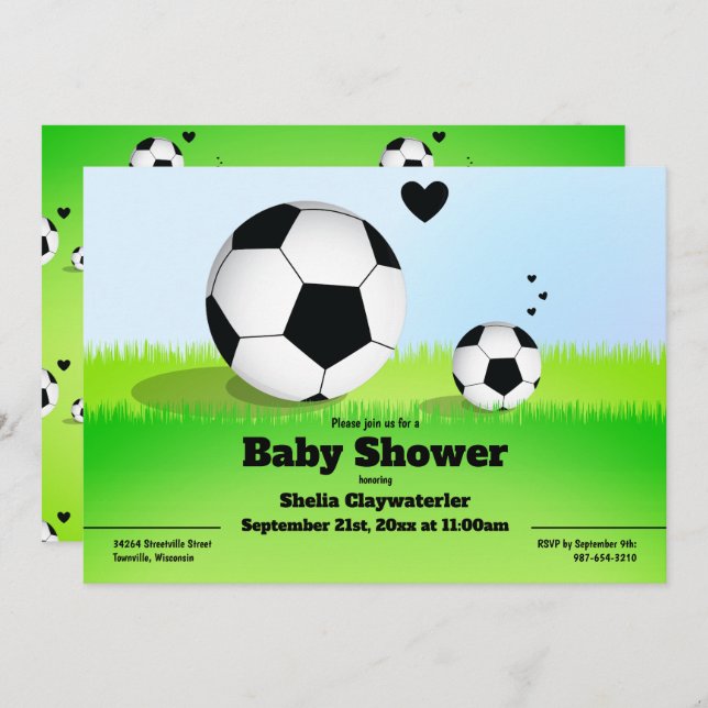 Sports Soccer Baby Shower Invitation (Front/Back)