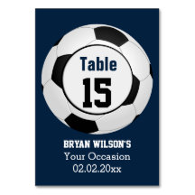 Sports Soccer theme Personalised table numbers