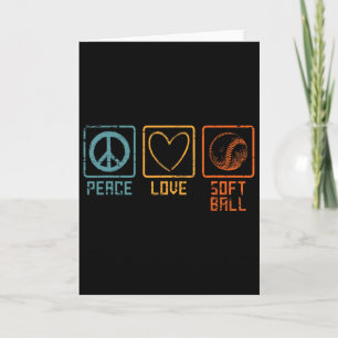 Sports Softll Player Hippie Peace Sign Love Softll Card