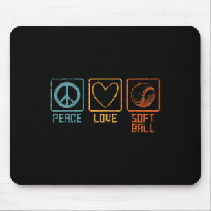 Sports Softll Player Hippie Peace Sign Love Softll Mouse Pad