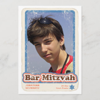 Sports Star Bar Mitzvah Invitation Blue