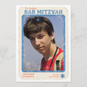 Sports Star Bar Mitzvah Invitation Blue