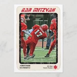 Sports Star Bar Mitzvah Invitation Red and Black