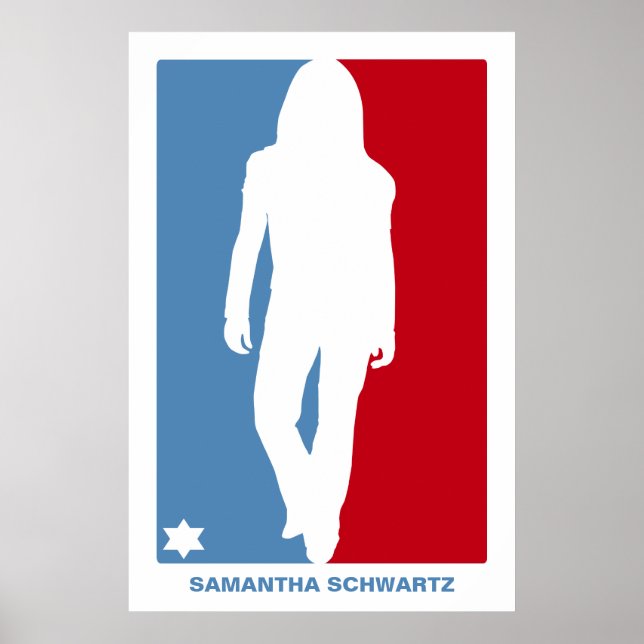 Sports Star Bat Mitzvah Poster in Red and Blue (Front)