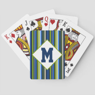 Sports Stripe Blue and Green Playing Cards