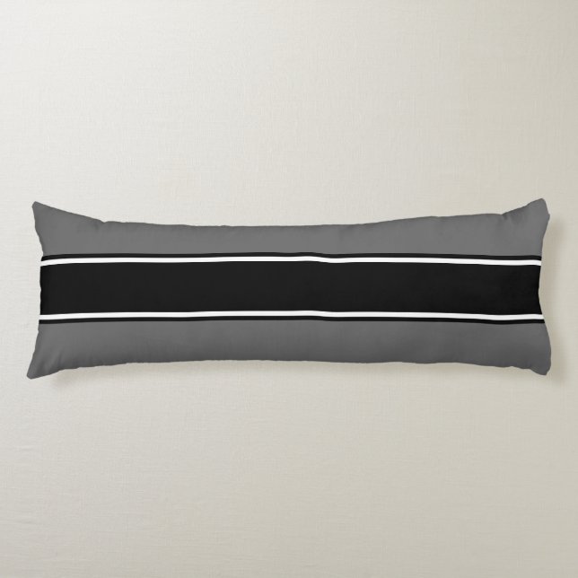 Sports Stripes black white + your backgr. colour Body Cushion (Front)