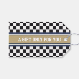 SPORTS STRIPES - Blue Beige Grey + your text Gift Tags