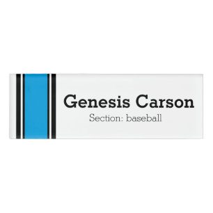SPORTS STRIPES - Cyan Black White + your ideas Name Tag