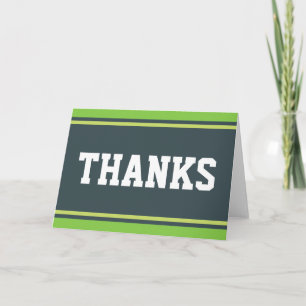 SPORTS STRIPES - green + your text Thank You Card