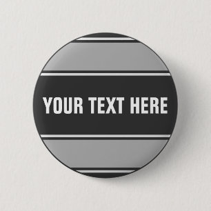 SPORTS STRIPES - Grey + your text 6 Cm Round Badge