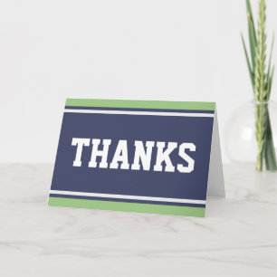 SPORTS STRIPES - Matt Blue Green + your text Thank You Card