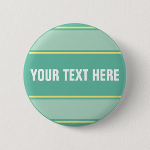 SPORTS STRIPES - Pastel Green Yellow + your text 6 Cm Round Badge