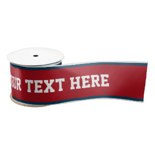 SPORTS STRIPES - Red Blue White + your text Satin Ribbon