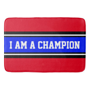 SPORTS STRIPES - Royal Black White + your ideas Bath Mat