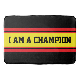 SPORTS STRIPES - Yellow Black Red + your ideas Bath Mat