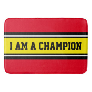 SPORTS STRIPES - Yellow Black White + your ideas Bath Mat
