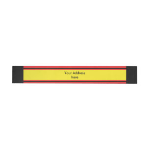 SPORTS STRIPES - Yellow Red Black + your text Wraparound Address Label