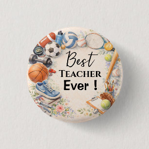 Sports Teacher Thank You Gift End of School Year 3 Cm Round Badge