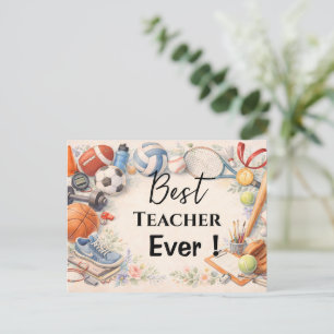 Sports Teacher Thank You Gift End of School Year Postcard