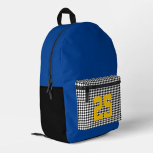 Sports Team Colours NUMBER Chequered Player Fun Printed Backpack