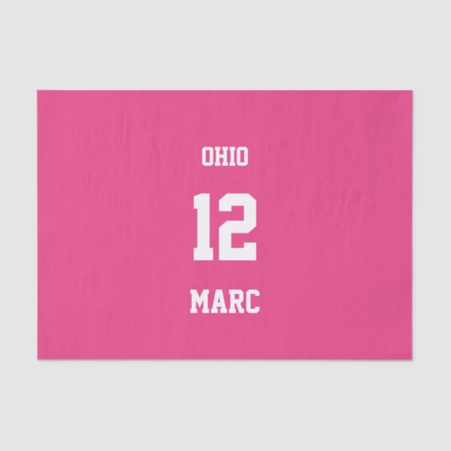 Sports Team Fan Custom Cerise Pink Tissue Paper (Front)