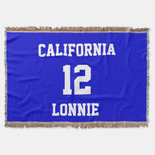 Sports Team Fan Customised Medium Blue Throw Blanket