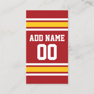 Sports Team Football Jersey Custom Name Number Business Card