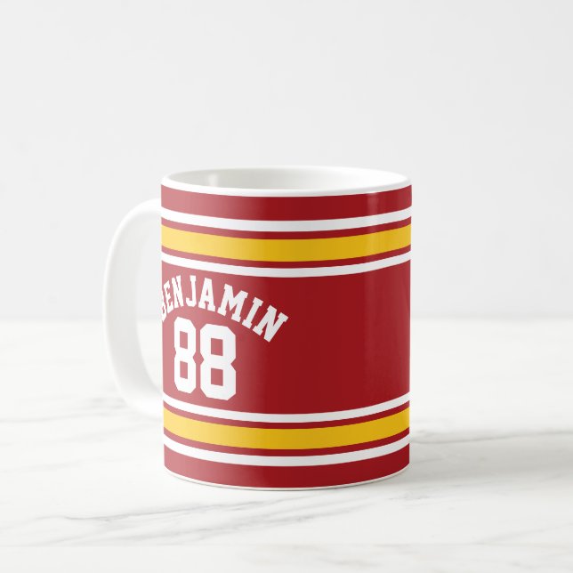 Sports Team Football Jersey Custom Name Number Coffee Mug (Front Left)