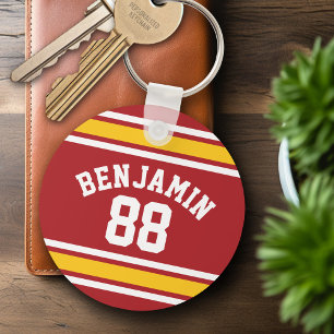 Sports Team Football Jersey Custom Name Number Key Ring