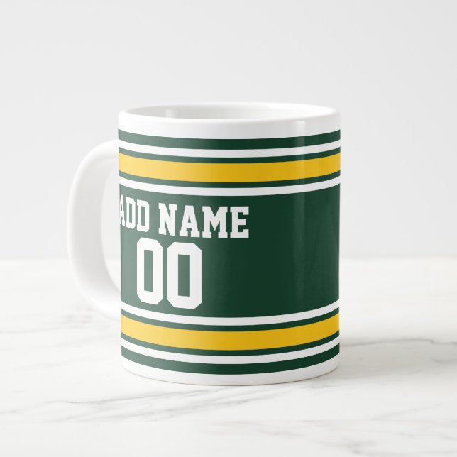 Sports Team Football Jersey Custom Name Number Large Coffee Mug (Front Left)