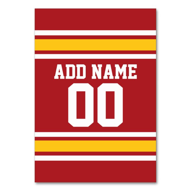 Sports Team Football Jersey Custom Name Number Table Number (Front)