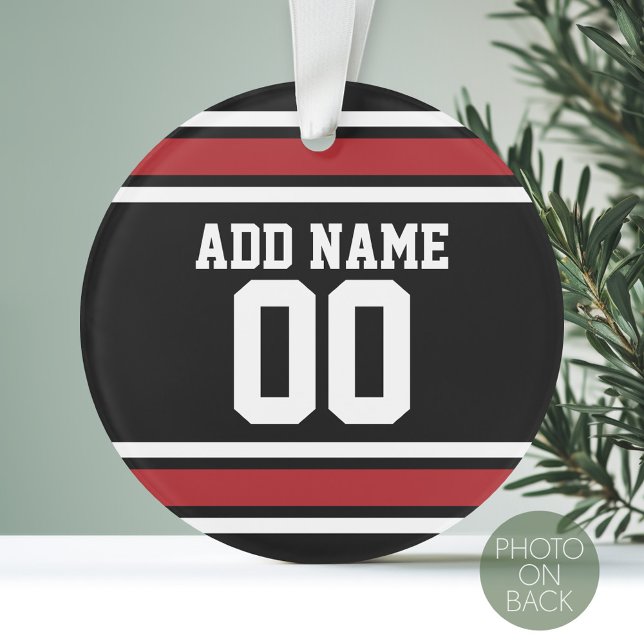 Sports Team Football Jersey Custom Name Ornament (Personalized Photo Ornament - Sports Jersey Theme)