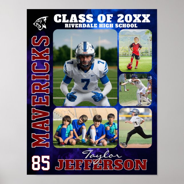 Sports Team High School Senior Day Picture Collage Poster (Front)