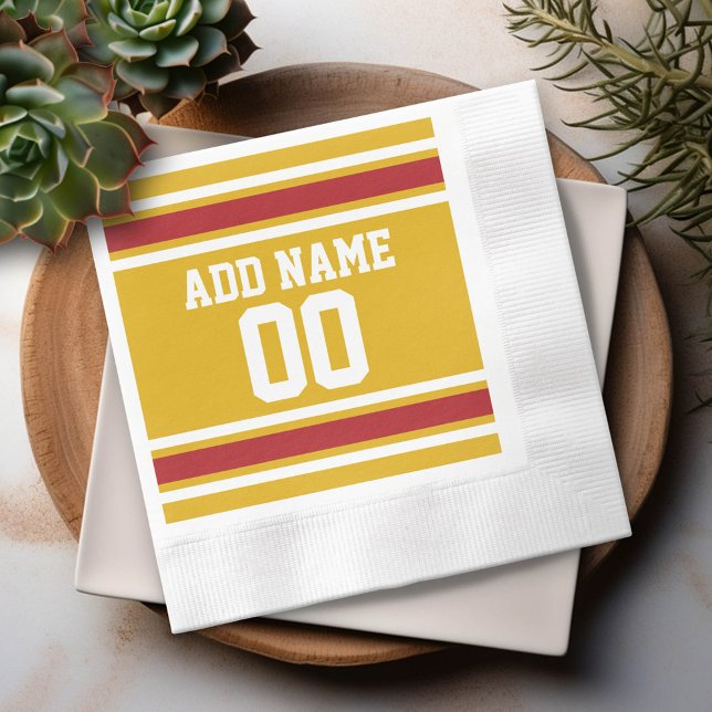 Sports Team Jersey with Custom Name and Number Napkin (Custom Party Napkins)