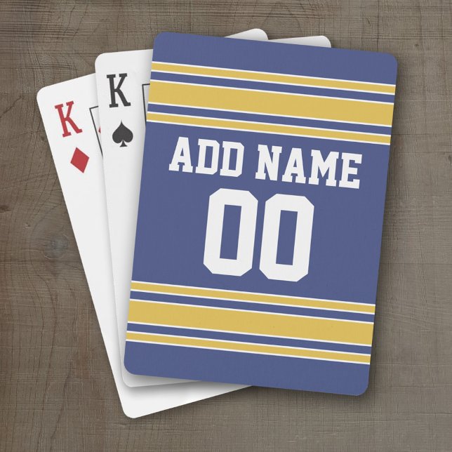 Sports Team Jersey with Custom Name and Number Playing Cards (Personalized Playing Cards - Sporty Stripes)