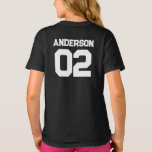 Sports Team Name Number Child Father Matching T-Shirt<br><div class="desc">Customisable design with a sports team or last name with a number for matching outfits for a father and a child. Find a matching father's shirt in my collection "Daddy and Me Matching Designs and Dad Gifts".</div>