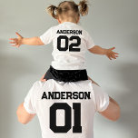 Sports Team Name Number Child Father Matching T-Shirt<br><div class="desc">Customisable design with a sports team or last name with a number for matching outfits for a father and a child. Find a matching father's shirt in my collection "Daddy and Me Matching Designs and Dad Gifts".</div>
