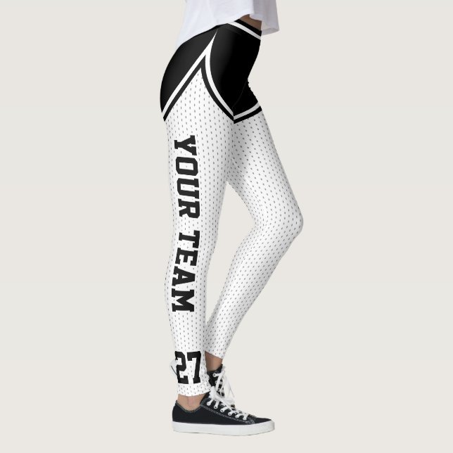 Sports Team Name Number White Black Dot Shorts Leggings (Right)