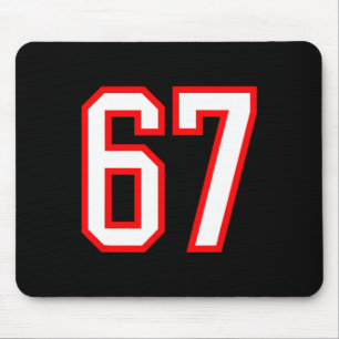 Sports Team Number #67 White Red Varsity Number 67 Mouse Pad